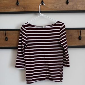 Gap Boat Neck 3/4 Sleeve Zip Detail Blouse XS
